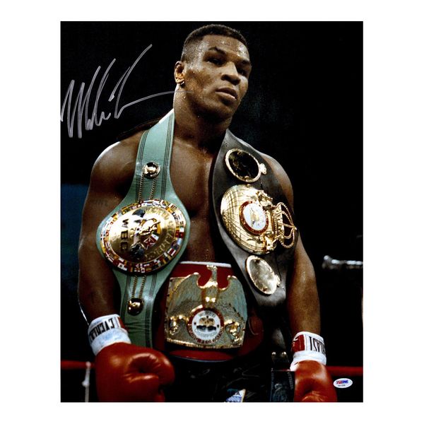 Mike Tyson Autographed Belts Closeup Photograph Painting Poster Print Home Decor Framed Or Unframed Photopaper Material
