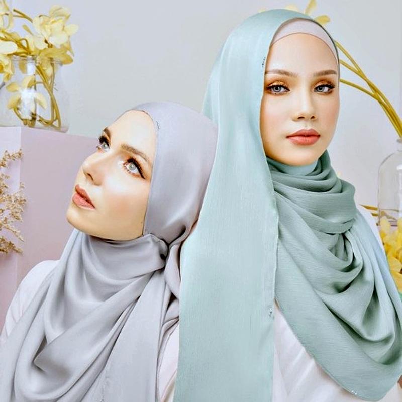 Scarves Ironless Natural Wrinkle Crinkle Ripped Chiffon Shawl Scarf Hijab Crepe And Breathable Women HandScarf