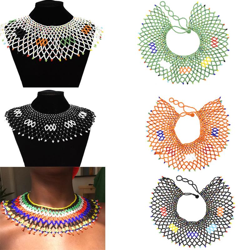 Chokers African Jewelry Kolye Charm Choker Necklace Women Colorful Beads India Bib Naszyjnik Statement Ethnic Collar Mujer