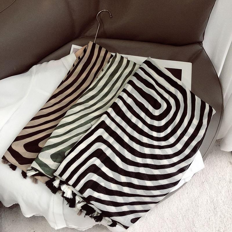 Scarves Women Viscose Scarf Geometric Striped Line Shawls And Echarpes Autumn Wrap Scarfs Female Muslim Stole 180*90Cm