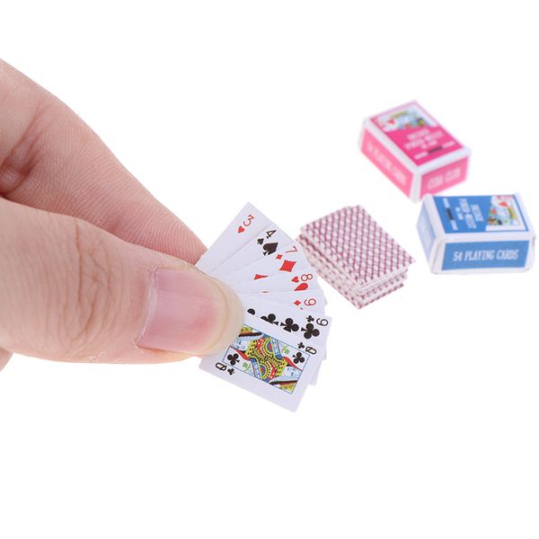 Cute 1:12 Miniature Games Poker Mini Dollhouse Playing Cards Miniature For Dolls Accessory Home Decoration High Quality