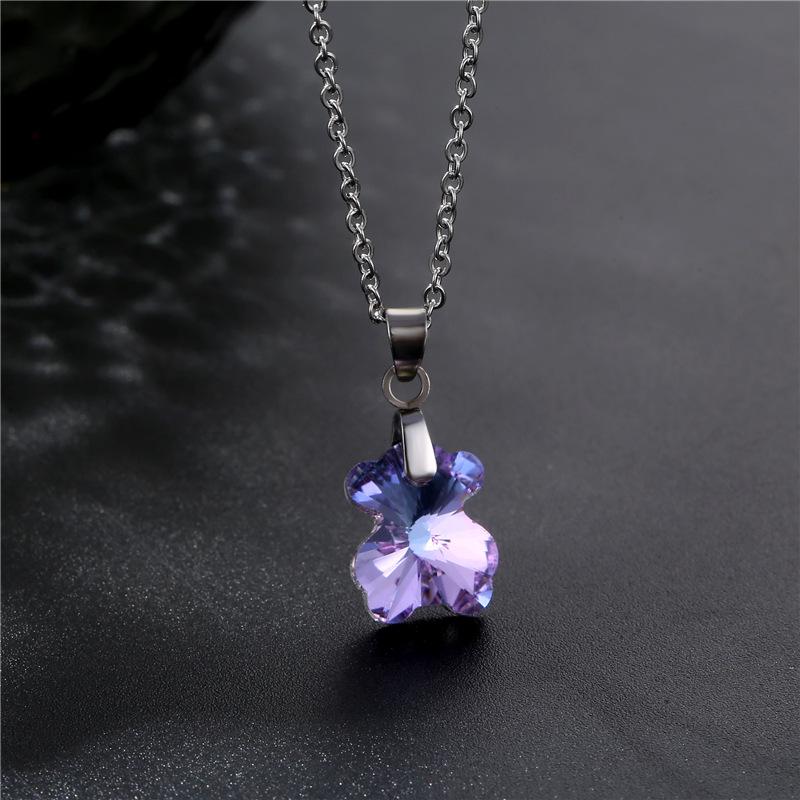 Pendant Necklaces Trendy Stainless Steel Chain Choker Necklace For Women Cute Crystal Bear With Charms Jewelry Gift