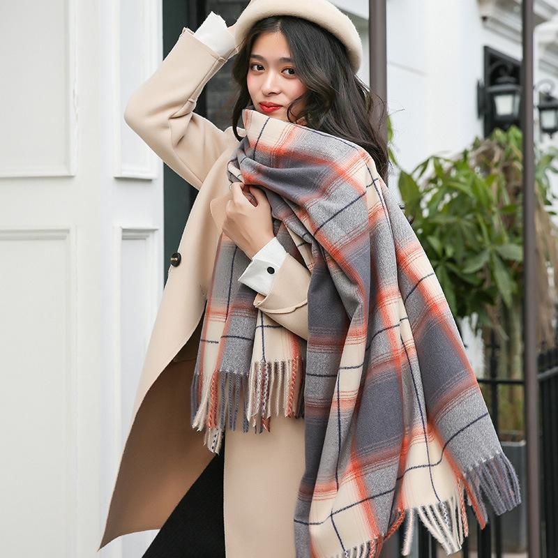 Scarves Autumn And Winter 2021 European American Long British Plaid Women&#039;s Scarf Dual Purpose Thickened Warm With Shawl