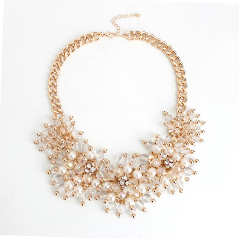 Chokers Exaggerated White Pearl Clear Crystal Statement Choker Necklace Euramerican Fashion Elegant Personalized Party Jewelry