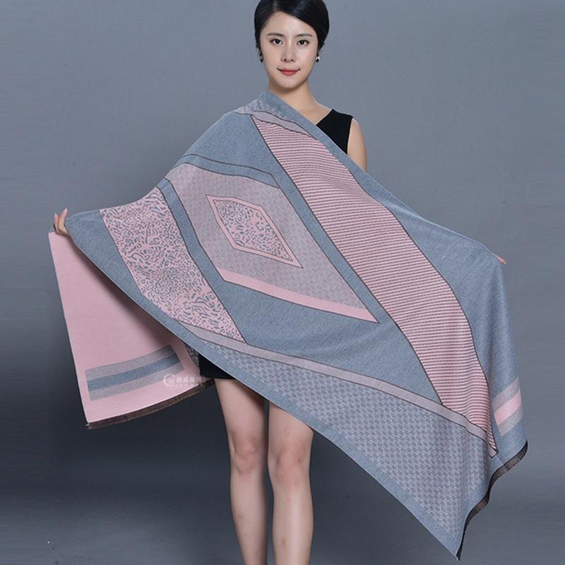 Scarves Soft Wraps Winter Double Sided Scarf Women Artificial Cashmere Jacquard Thick Blanket