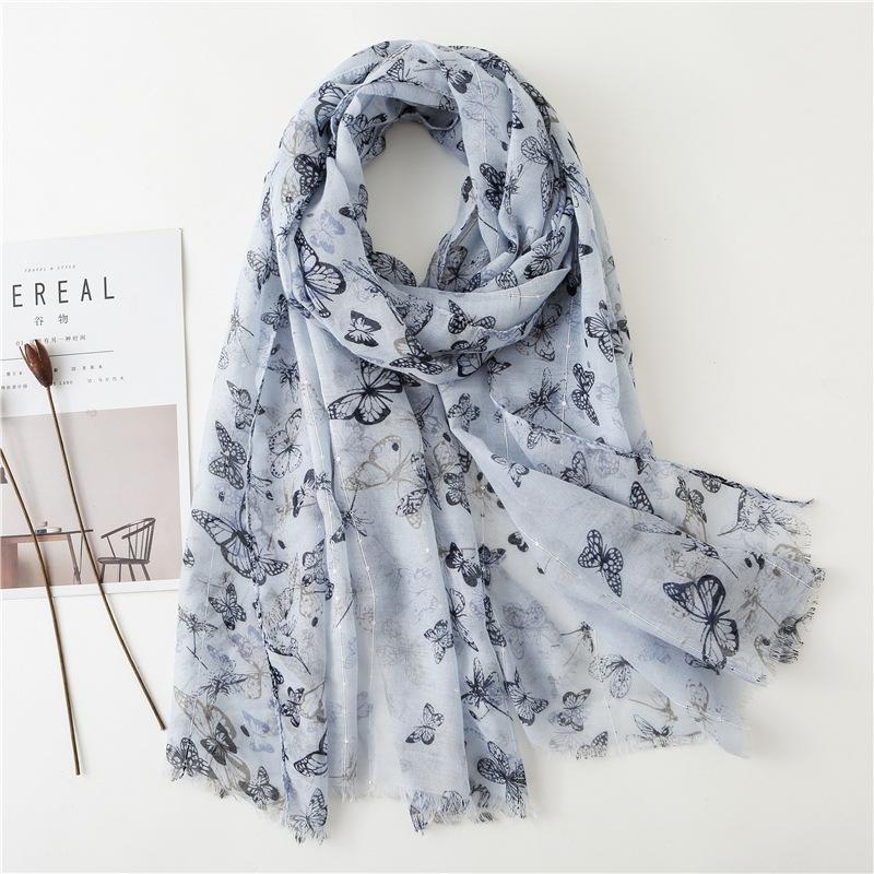 Scarves Sequins Colorful Butterfly Cotton And Scarf Autumn Winter Women&#039;s Wind Bali Yarn Removal Sun Shawl Thin Silk