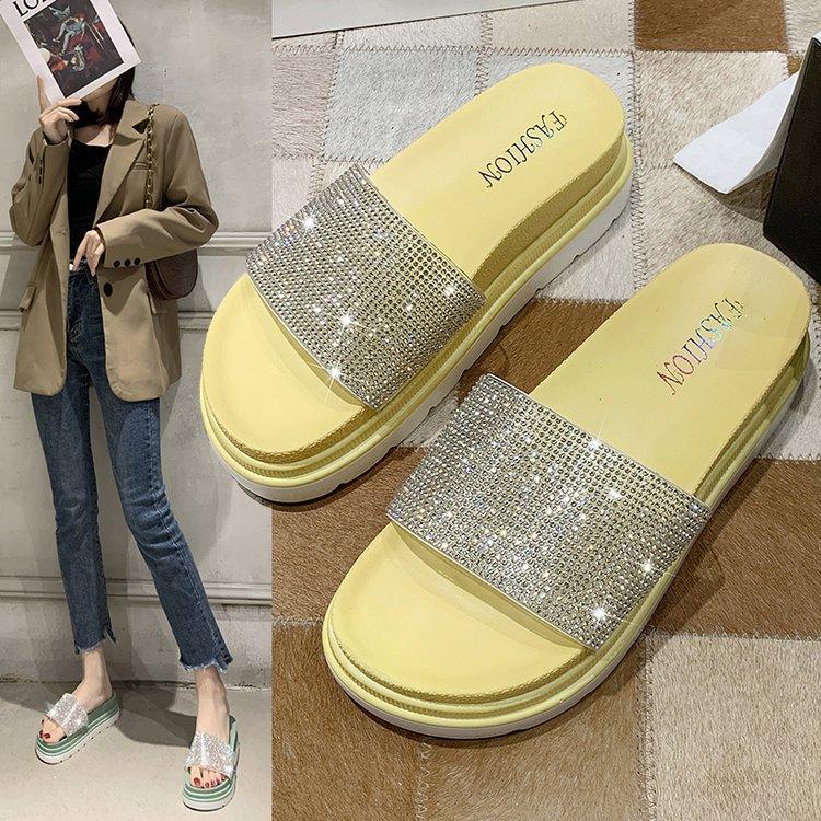 Slippers Glitter Women Summer Sandals 2021 Fashion Bling Female Candy Color Flip Flops Beach Diamond Flat Shoes Outdoor