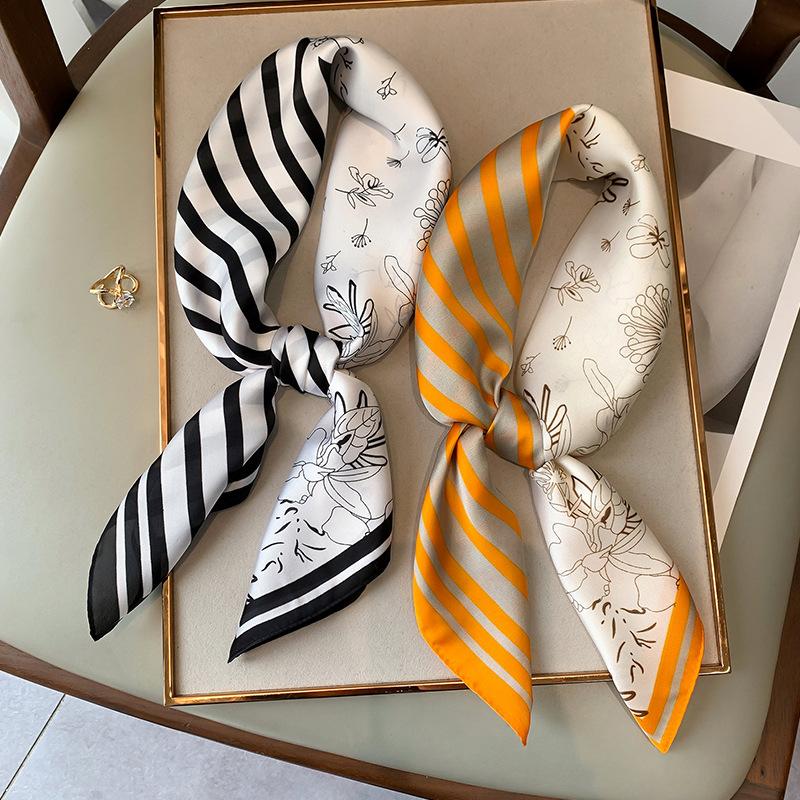 Scarves Women Shawls And Wraps Square Neck Silk Foulard Pashmina Bandana Floral Neckerchief Soft Summer Hair Scarf