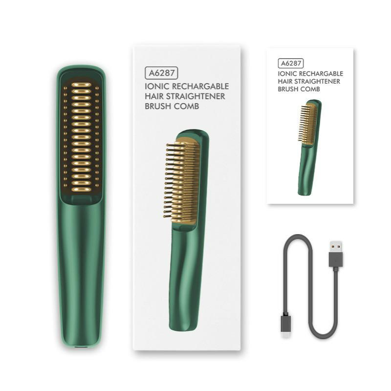 Electric Hair Brushes Wirelesshair Curler Hairstraightener 2 In 1 Professional Comb Anti-perm Straight Brush Ceramicelectric Smart Tool