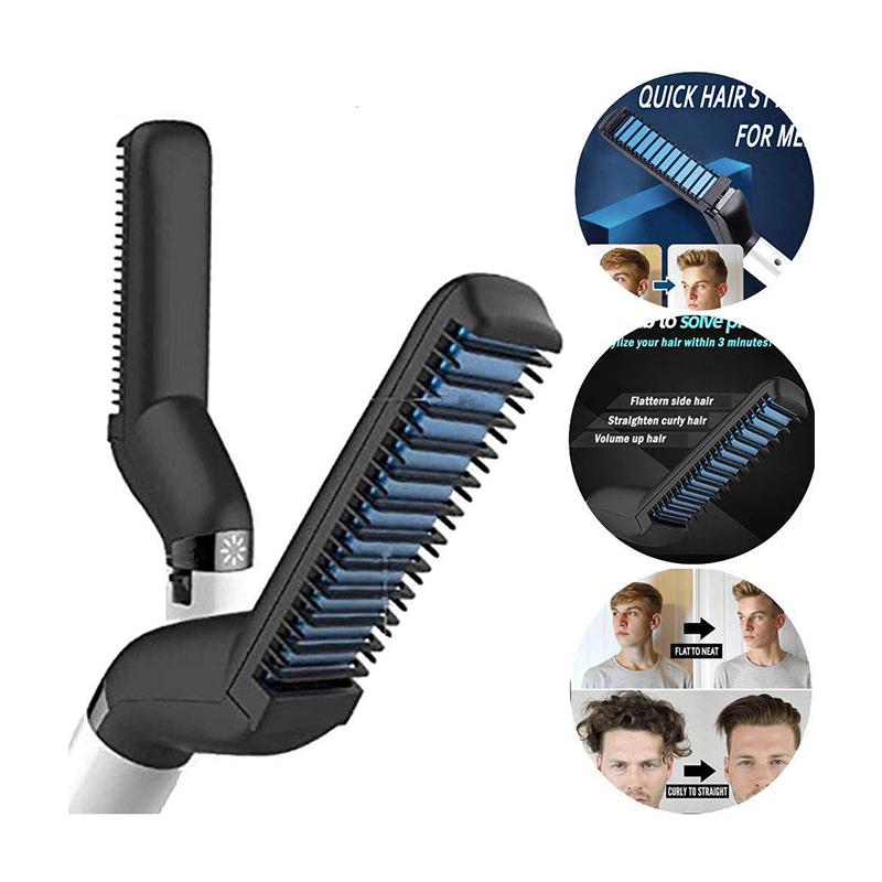 Electric Hair Brushes 2021 Updated Beard Straightener Man&#039;s Flat Iron Fast Heated Straightening Comb And Show Cap Styler For Male