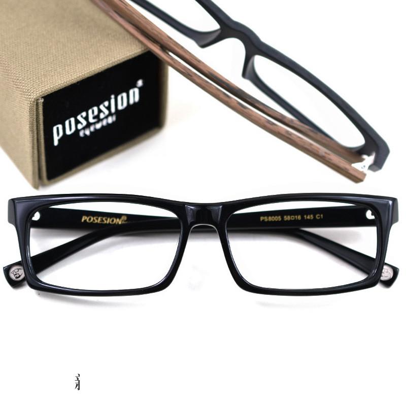 Fashion Sunglasses Frames Zerosun Rectangle Eyeglasses Men Women Oversized Acetate Wooden Grain Black Clear Eyewear Nerd Fake Spectacles For