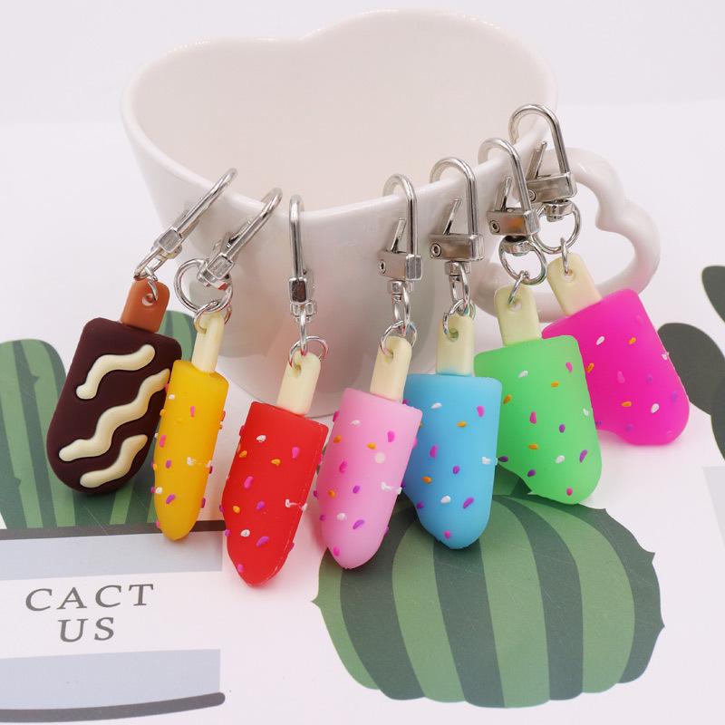 Keychains Summer Creative Ins Wind Candy Color Soft Cream Key Ring Car Bag Pendant Jewelry