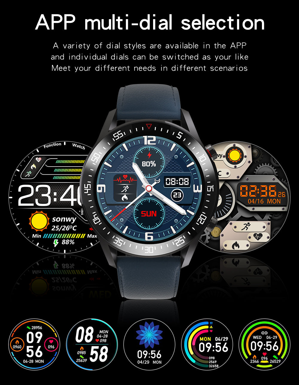 High-quality factory wholesale 2021 Round Screen Sport Smart Watch Customize Wallpaper Smartwatch Men Women Sleep Heart Rate Monitor Watches For IOS