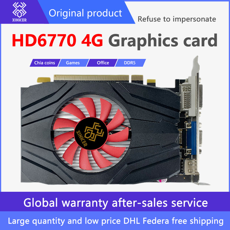 2-Xingke HD6770 4G Graphics Card Game Audio and Video Design Editing Modeling 128 Bit DDR5 AMD Mid-RangeOffice Desktop Independent Computer DHL-fede