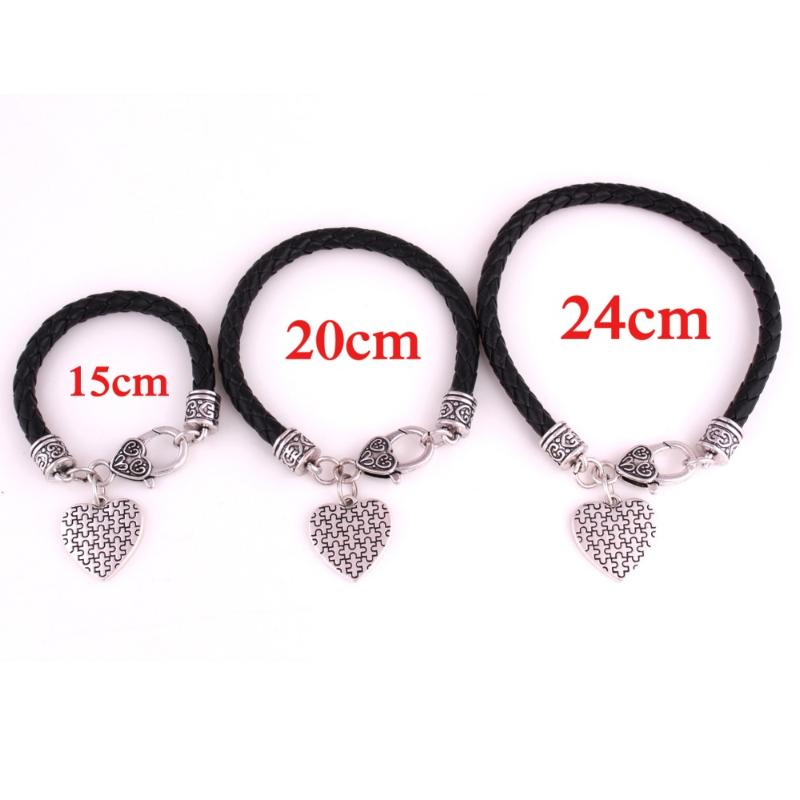Charm Bracelets Fashion Heart Bracelet For Women Men Jigsaw Puzzle Pattern Autism Style Jewelry Three Kinds Length Chain Zinc Alloy Drop