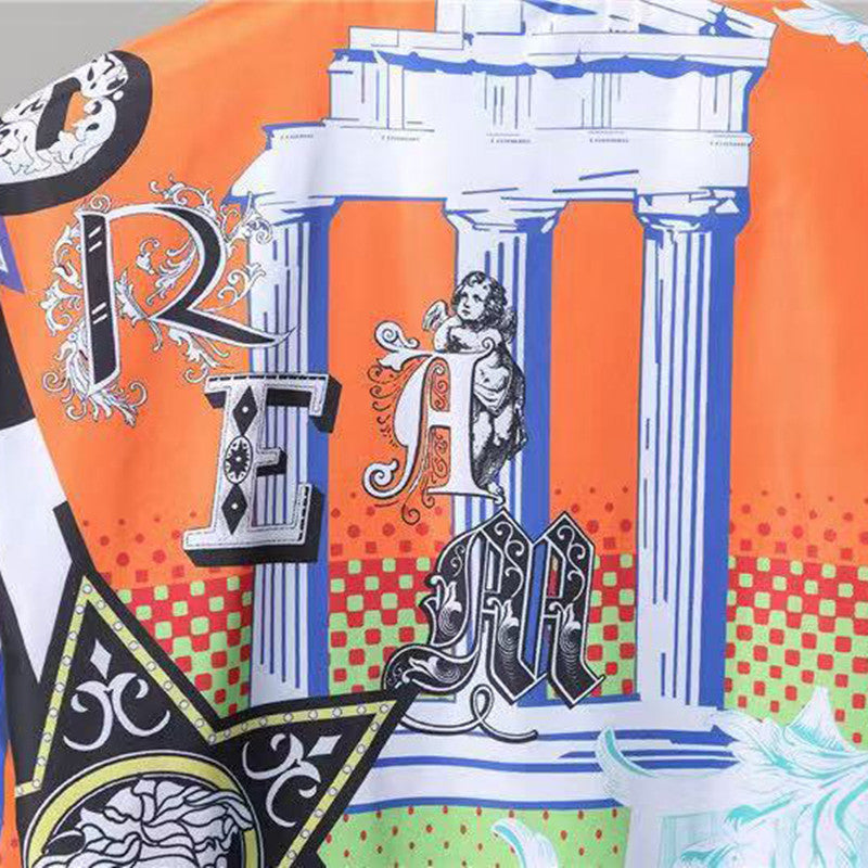 2021 fashion jacket autumn and winter casual brand-name clothes European American pattern printing zipper male youth short