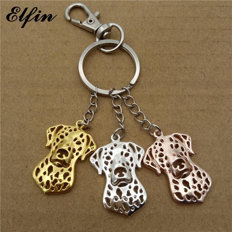 Keychains Elfin Trendy Dalmatian Key Chains Gold Color Silver Animal Pet Memorial Jewellery Dog Rings