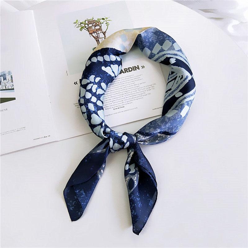 Scarves 70*70 Small Soft Hair Tie Band Decorative Multifunctional Head Scarf Multicolor Stripe Print Kerchief Neck Elegant Square FJ037