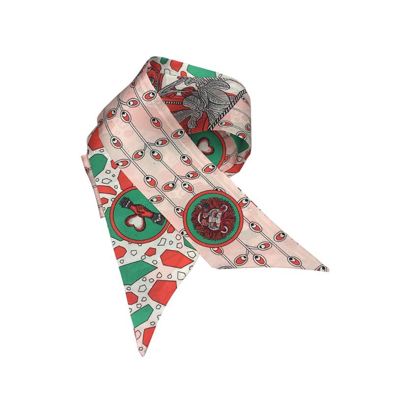 Scarves Pattern Design Print Narrow Scarf Natural Silk Choker Lady Headband Bag Hairband Ribbon Drop KZSBD13