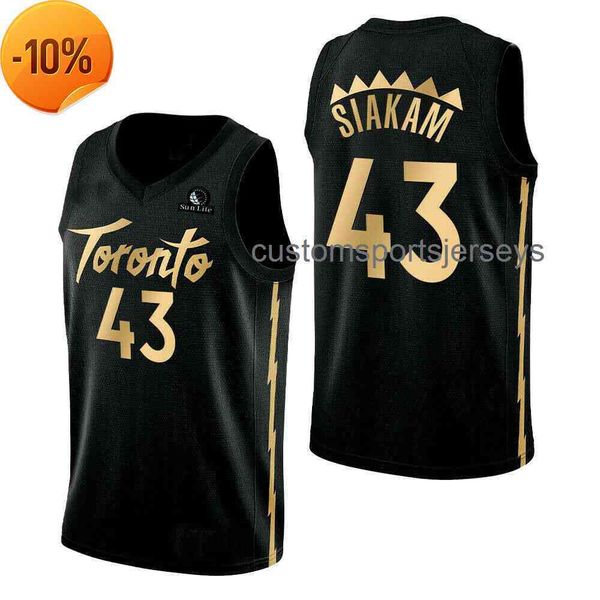 Stitched custom Pascal Siakam #43 Black w- gold Jersey men women youth baseball jerseys XS-6XL