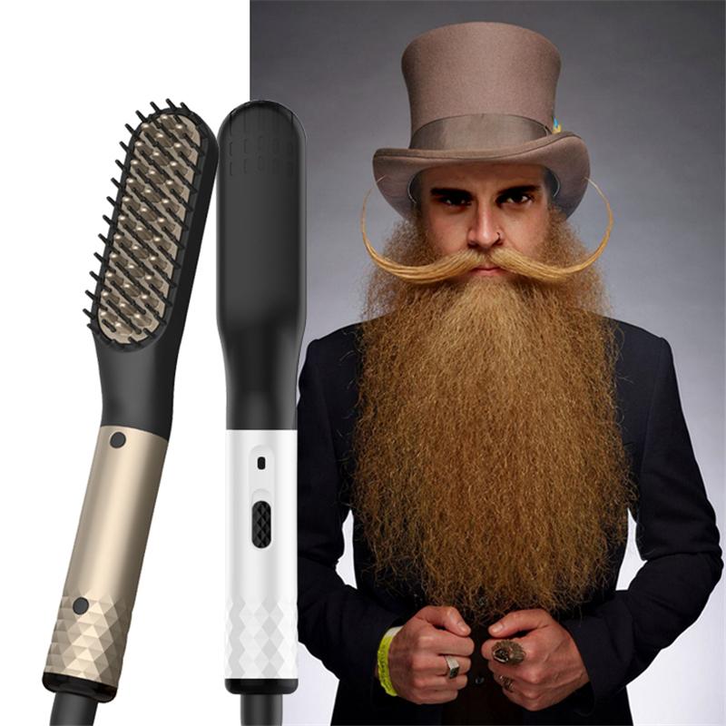 Electric Hair Brushes Private Label Tools Fast Heating Beard Straightening Mini Mens Brush Comb