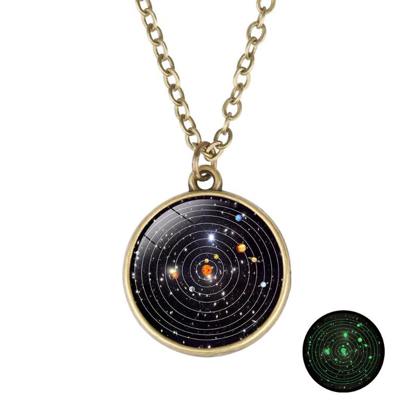 Pendant Necklaces 2021 Fashion Earth Nebula Space Universe Galaxy Necklace Women Girls Wholesale Glass Ball Choker Luminous Rope Chain