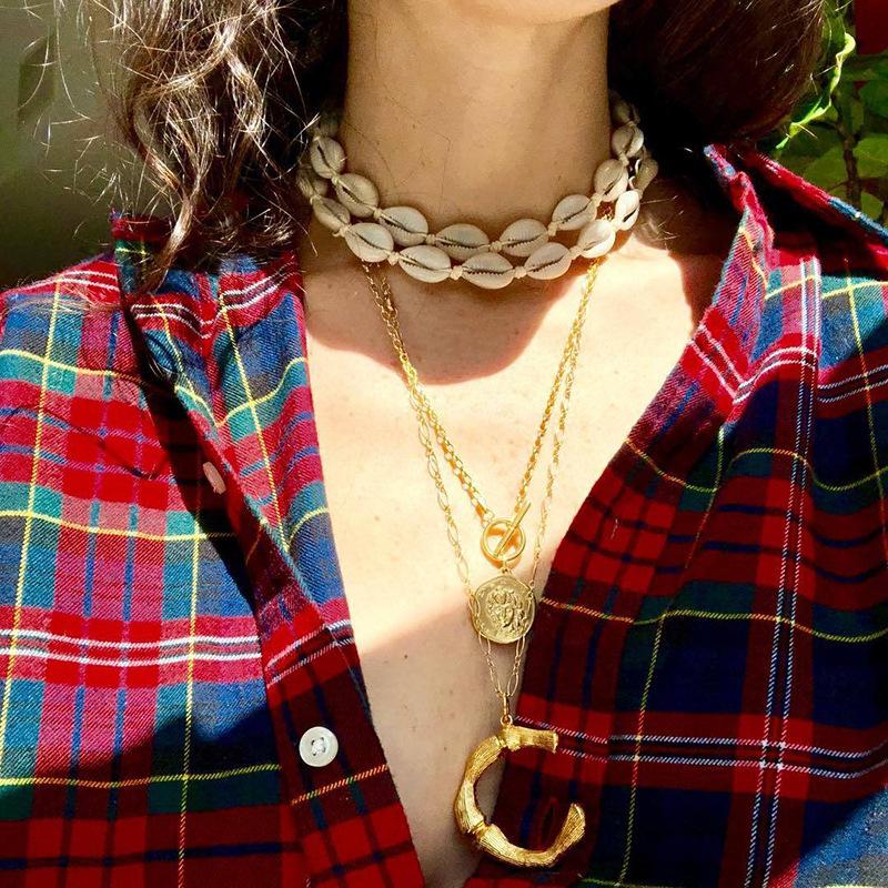 Pendant Necklaces Initial Letters Necklace Women Gold Color Chain Fashion Long Big Boho Snake Choker Collar