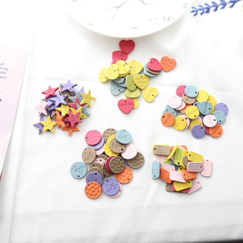 Charms 200pieces 14-18mm Diy Macaron Rubber Letters Love Small Pendant.beads For Woman Chain Hairpin Jewelry Making Accessories 2021