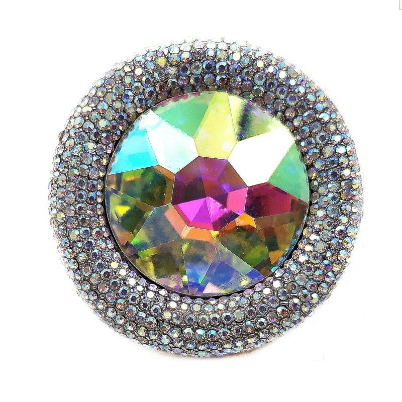 Pins, Brooches Glitter Aurora Borealis Round Stone Shaped Brooch Rhinestone Pin AB Jewelry For Women Casual Business Daily Official Wear Dre