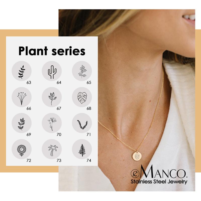 Pendant Necklaces Engrave Personalized Plants Necklace Women Minimalist 316L Stainless Steel Female Choker