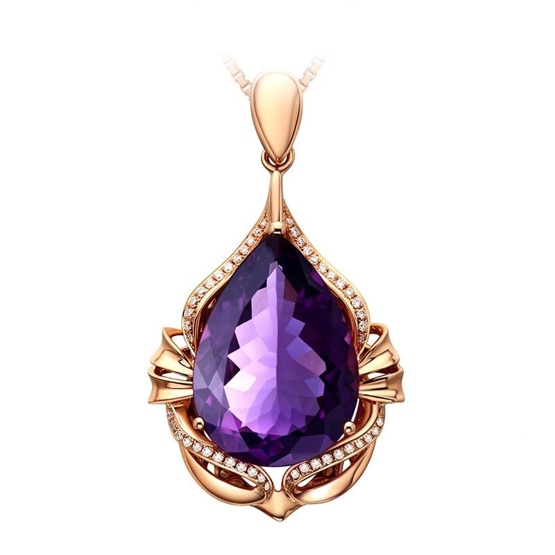 Pendant Necklaces RICKI Rose Gold Color Purple Crystal Necklace Chokers For Women Girls Drop Womens Jewelry Waterdrop Gift