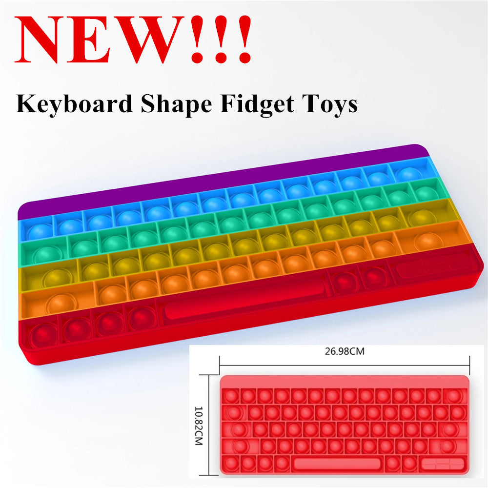 Keyboard Shape Fidget Decompression Toys Reliver Stress Party Gifts Rainbow Silicone Push It Bubble Antistress Sensory Toy Office School Squeeze Boa