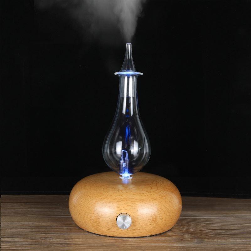 Humidifiers Waterless Pure Essential Oil Diffuser Nebulizer Wooden Glass Aromatherapy Aroma Diffusers For Home Fog