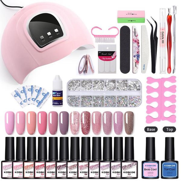 Nail Art Kits Set With 120W UV Dryer Lamp Kit 10-20 Bottle Polish Gel Drill Machine Tools Glitter Full
