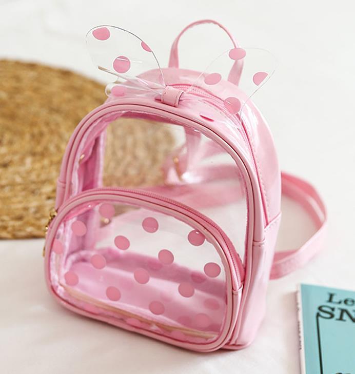 School Bags Children Transparent Backpack Polka Dot Backpacks Toddler Girls Kindergarten Bookbag Portable Zipper Shoulder Bag Bagpack