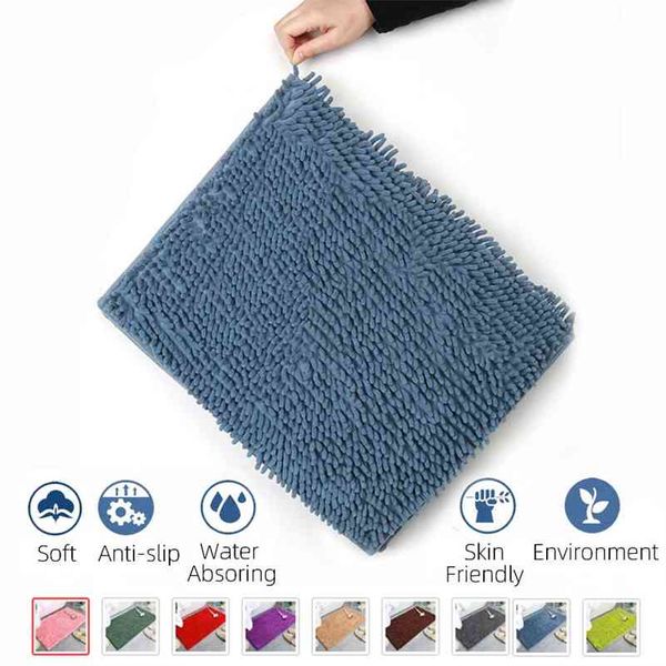 Home Carpet Chenille Non-Slip Absorbent Bath Mat Bathroom Set Bedroom Living Room Foot Blanket Stairs Tatami Baby Crawling Rugs. 210622
