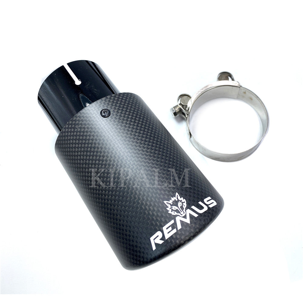 Car Universal Curly Edge Remus Sport Matte Carbon Fiber Exhaust Muffler Tips Glossy Black Inner Pipe for BMW AUDI GOLF MAZDA Land Rover JAGUAR