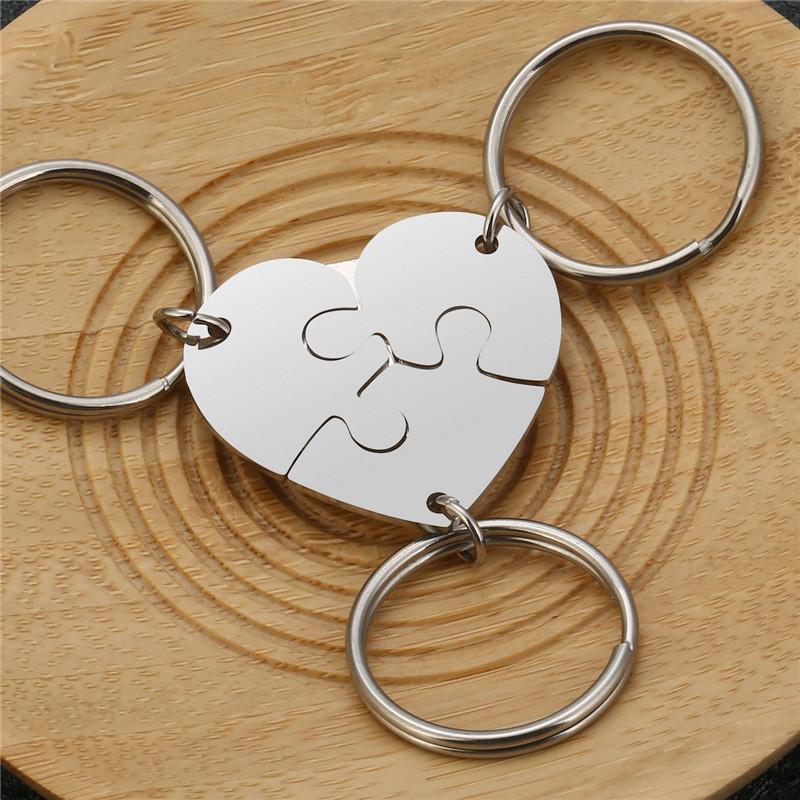 Keychains Jovivi Stainless Steel Puzzle Heart Shape Key Chain Ring Family Friendship Birthday Gift 3 Pcs - 4 Chains