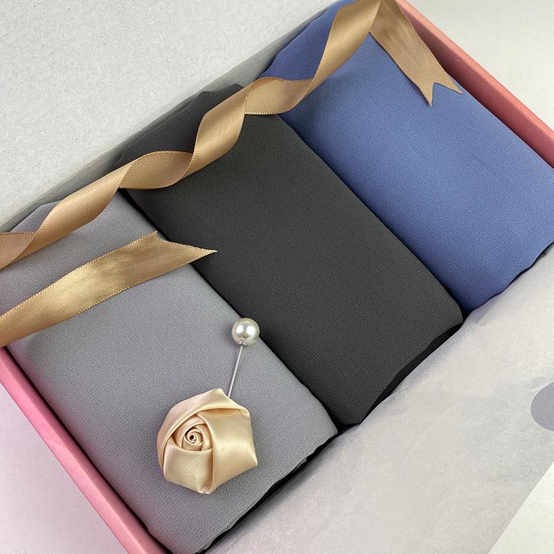 Scarves Women Gifts Chiffon Scarf Hijab With Box Solid Color Muslim Headscarf Shawls Foulard Accessories