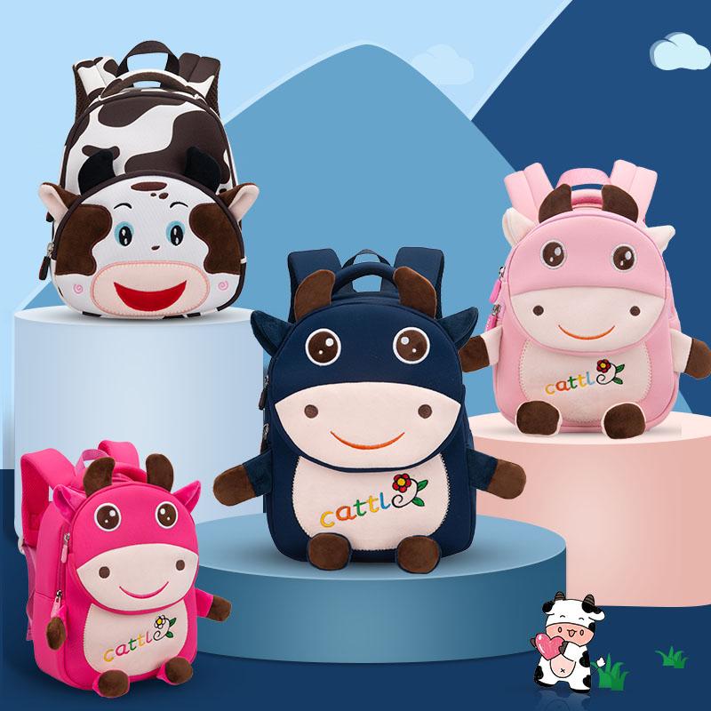 School Bags 2021 3D Milk Cow Toddler Kids Cute Backpacks For Boys Girls Anti-lost Child Schoolbag Color Mochilas Para Ninos
