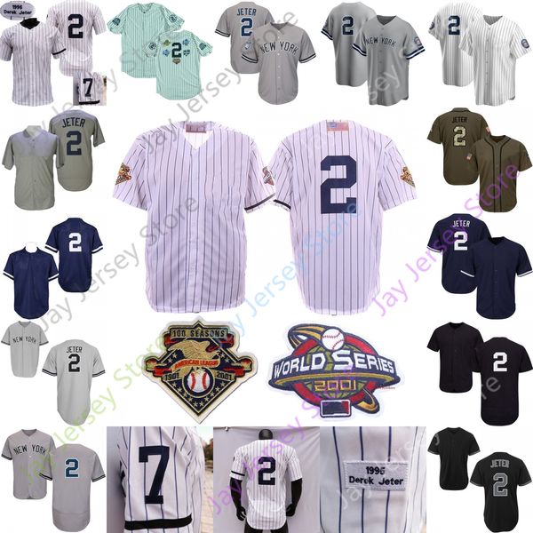 Derek Jeter Jersey Retro 2020 Hall Of Fame HOF Retirement Patch 1995 Cooperstown Home Away White Pinstripe Size S-3XL