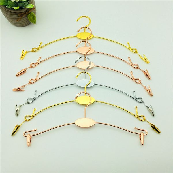 Metal Underwear Bra Hanger Hooks Rose Gold-Silver-Gold Color Lingerie Panties Drying Rack With Clothespins Clip Home Organizer