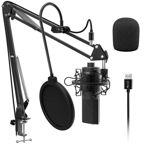 USB PC Condenser Microphone with Adjustable desktop mic arm shock mount for Studio Recording Vocals Voice, YouTube