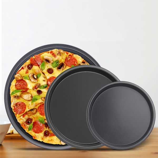 Non-Stick Carbon Steel Pizza Pan Oven Baking Trays Mold Microwave Cake Dish Mould Patisserie Tarte Pie Sapan Tools