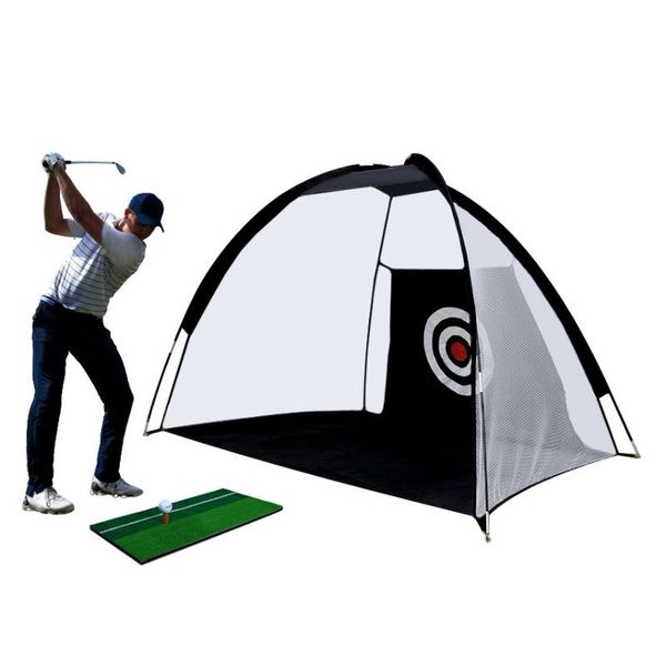 Golf Training Aids Indoor 2M Practice Net Tent Hitting Cage Garden Grassland Equipment Mesh Mat Outdoor Swing