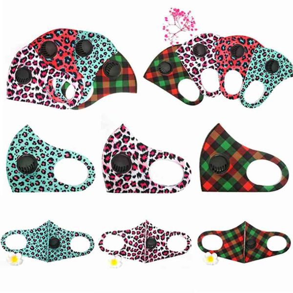 Leopard Face Mask with Breathe Valve Ice Silk Cloth Washable Reusable Anti Dust Masks Protective Face Mask HHA1485