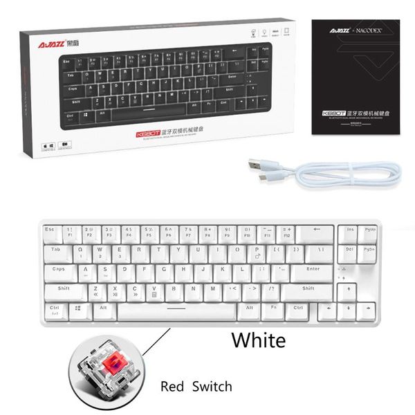 Wired Bluetooth 68 Keys with Anti-ghosting Design Mechanical Keyboard for Ajazz K680t Different Backlight Modes Type C 1000mAh
