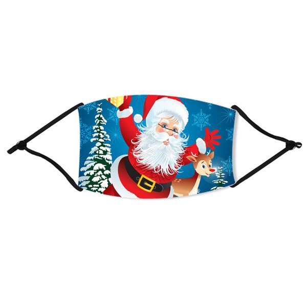 Fashion Face Mask Merry Deer Cartoon Snowflake Christmas Festival Mask Dustproof Reusable Washable Cotton Mouth Cover with Filter Pads