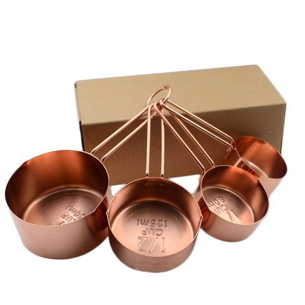 High Quality Copper Stainless Steel Measuring Cups Set Kitchen Tools Making Cakes and Baking Gauges Measuring Tools
