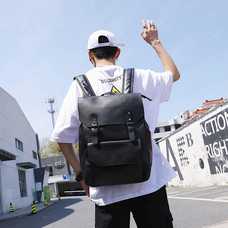 Backpack Men Designer Pu Leather Travel Bag Waterproof Student Teenage Boy School High Quality Backpacks Aesthetic